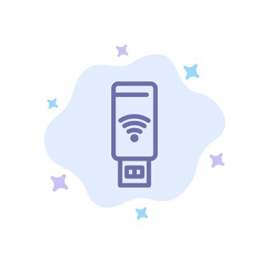 Usb, Wifi, Servis, Soyut Bulut Arka Planda Sinyal MaviSi Simgesi
