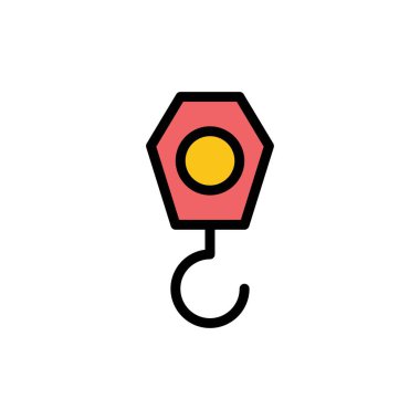 İnşaat, Vinç, Kanca Düz Renk Simgesi. Vektör simgesi afiş T