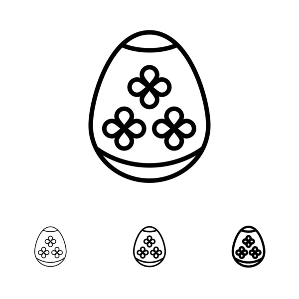 Húsvét tojás, tojás, ünnep, ünnepek félkövér és vékony fekete vonal ikon — Stock Vector