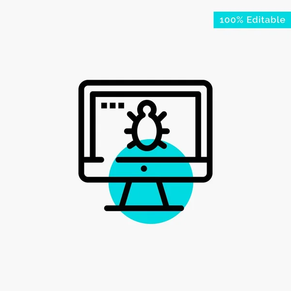 Monitor, Bug, Tela, Segurança turquesa destacar ponto círculo —  Vetores de Stock