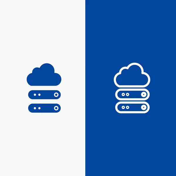 Big, Cloud, Data, Ligne de stockage et Glyphe icône solide Bannière bleue — Image vectorielle