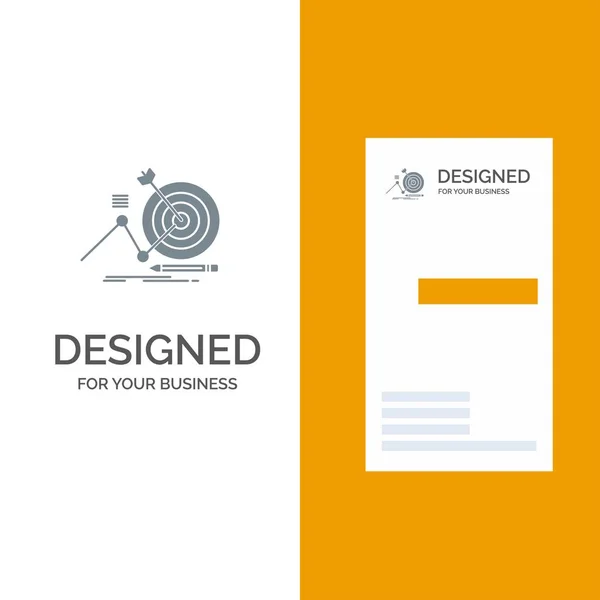 Target, Success, Goal, Focus Grey Logo Design and Business Card — Stock Vector
