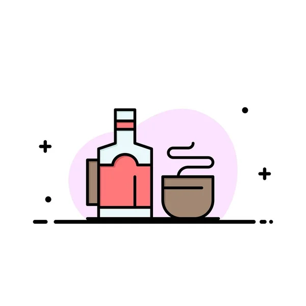 Chá, xícara, quente, Hotel Business Flat Line Filled Icon Vector Bann — Vetor de Stock