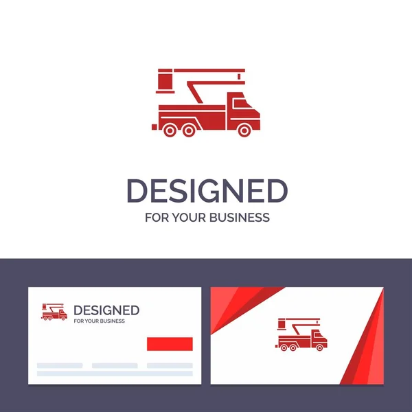 Modèle de carte de visite créative et logo Grue, camion, ascenseur, lif — Image vectorielle