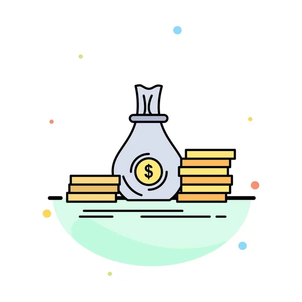 Acumulación, bolsa, inversión, préstamo, dinero Color plano Icono Vecto — Vector de stock