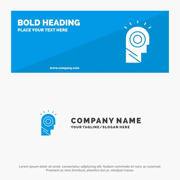 Idee, Licht, Mann, Hut solide Ikone Website Banner und Business-Log — Stockvektor