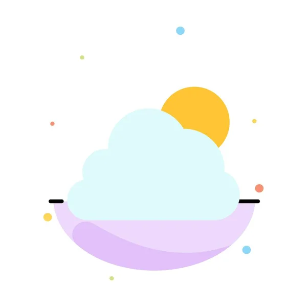 Himmel, Wolke, Sonne, bewölkte abstrakte flache Farbsymbolvorlage — Stockvektor