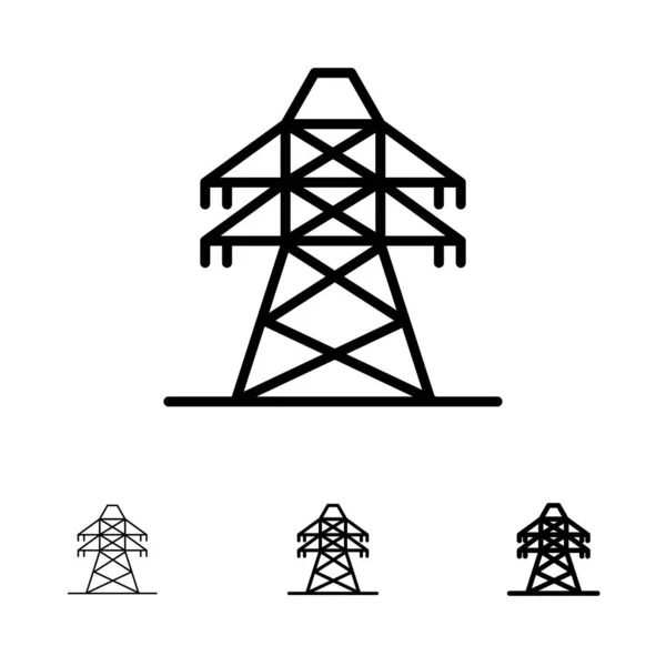 Electrical, Energy, Transmission, Transmission Tower Bold and th — Stock Vector