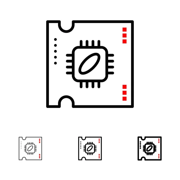 Cpu， 微芯片， 处理器， 处理器芯片大胆和薄黑李 — 图库矢量图片