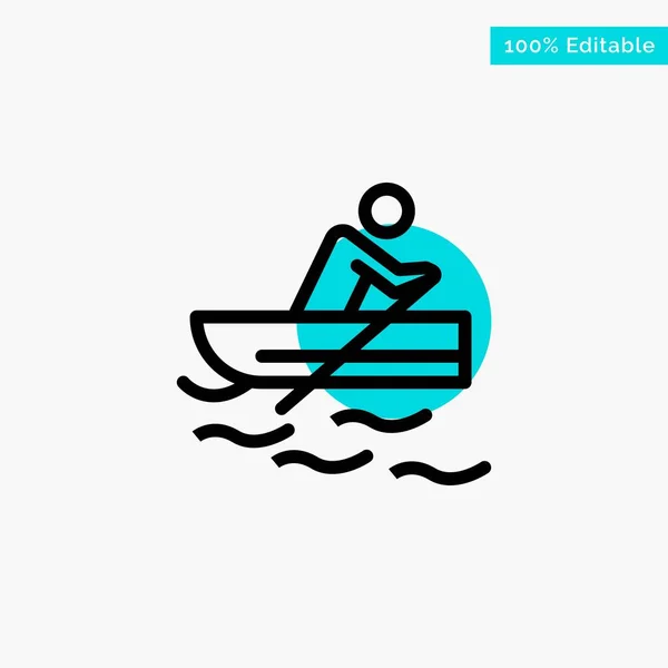 Boat, Rowing, Training, Water turquoise highlight circle point V — Stock Vector