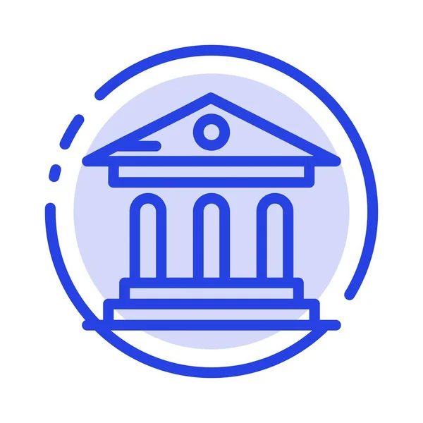 Egyetem, bank, campus, bíróság kék pontozott vonal ikon — Stock Vector