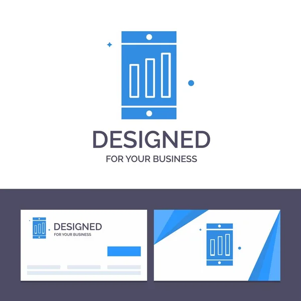 Креативная визитная карточка и искушение мобильным, мобильным, Chart Vec — стоковый вектор