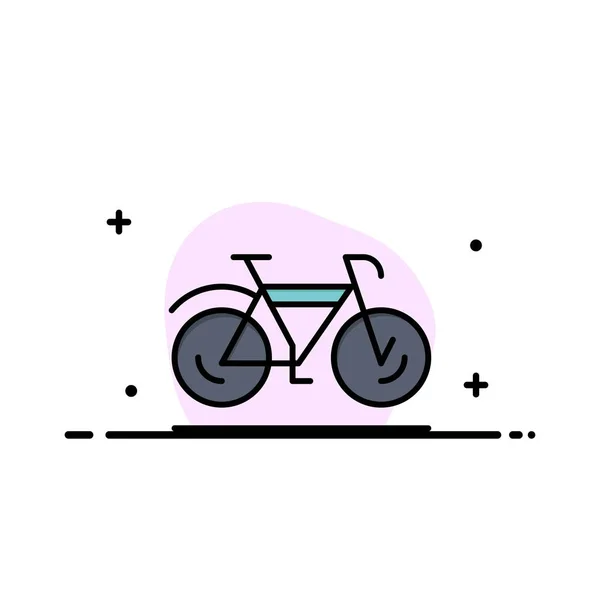 Bicicleta, Movimiento, Caminar, Deporte de negocios de línea plana llena Icono V — Vector de stock