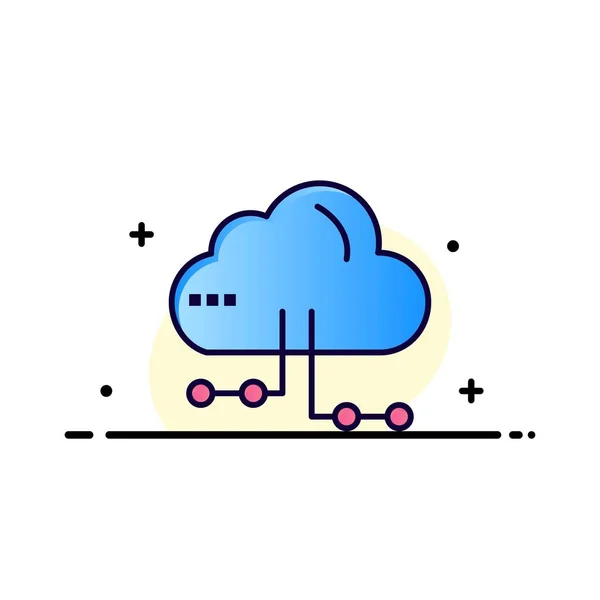 Chmura, Udostępnij, informatyka, Sieć płaska ikona wypełniona linią biznesową — Wektor stockowy