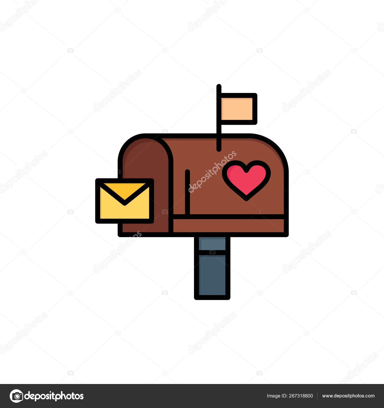 Buzon correo amor carta icono de color plano del buzon. Vector Vector de stock 267318800 de Flatart