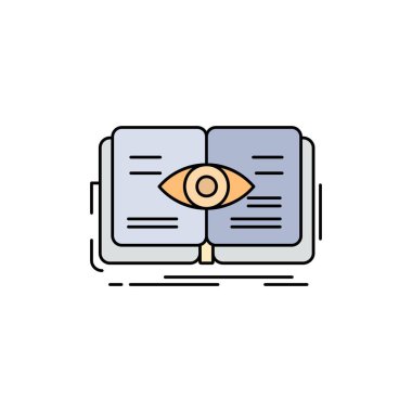 bilgi, kitap, göz, görünüm, büyüme Düz Renk Simge Vektör