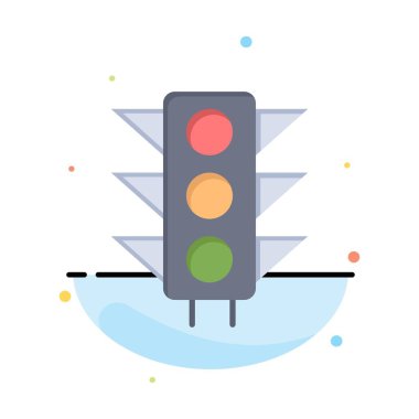 Trafik, İşaret, Işık, Yol Soyut Düz Renk Simgesi Şablonu