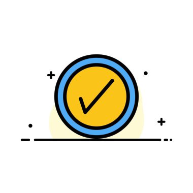 Tick, Arayüz, Kullanıcı İş Düz Hat Dolu Simge Vektör Yasağı