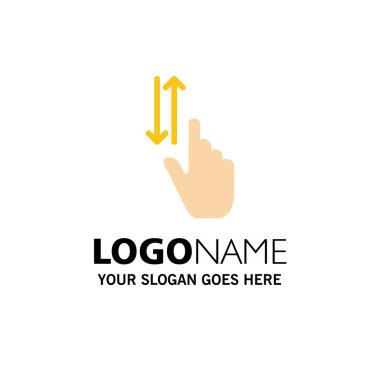 Parmak, Jestler, El, Yukarı, Aşağı İş Logo Şablonu. Düz Co