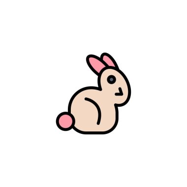Bunny, Paskalya, Tavşan İş Logo Şablonu. Düz Renk