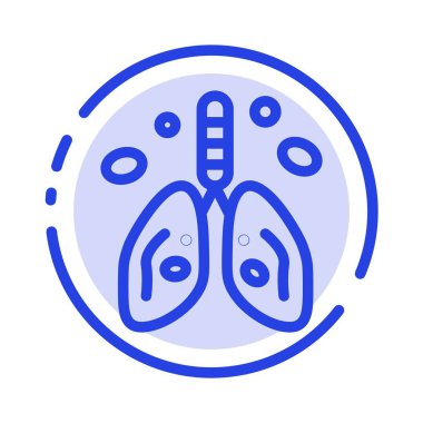 Kirlilik, Kanser, Kalp, Akciğer, Organ Mavisi Noktalı Çizgi Serisi Simgesi