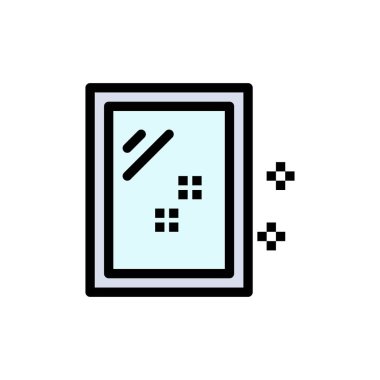 Kapı, Ayna, Temizlik, Düz Renk Simgesiyı Yıkayın. Vektör simgesi banne