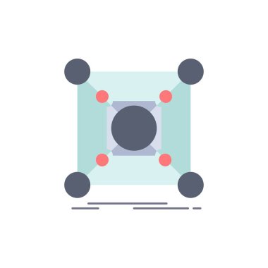 Taban, merkez, bağlantı, veri, hub Düz Renk Simgesi Vektör