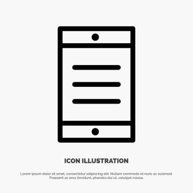 Mobil, Hücre, Metin Çizgisi Simge Vektörü