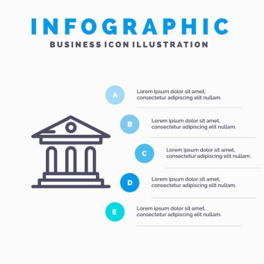 Üniversite, Banka, Kampüs, Mahkeme Mavi Infographics Şablon 5 Ste