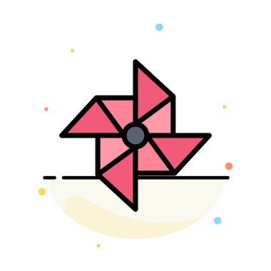 Bahar, Rüzgar, Yel Değirmeni Soyut Düz Renk Simgesi Şablon