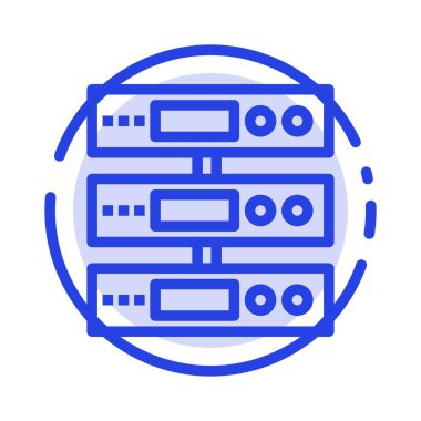 Sunucu, Veri, Depolama, Bulut, Dosyalar Mavi Noktalı Çizgi Simgesi