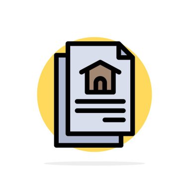 Dosya, belge, ev soyut daire arka plan düz renk simge