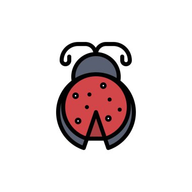 Böcek, Böcek, Uğur Böceği, Bahar Düz Renk Simgesi. Vektör simgesi banne