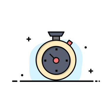 Pusula, Zamanlayıcı, Zaman, Otel İş Düz Hat Dolu Simge Vect