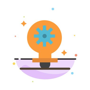 Ampul, Işık, Ayar, Dişli Soyut Düz Renk Simgesi Şablonu