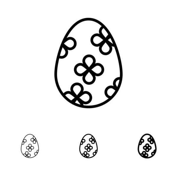 装饰， 复活节， 复活节彩蛋， 鸡蛋大胆和细黑线 ico — 图库矢量图片