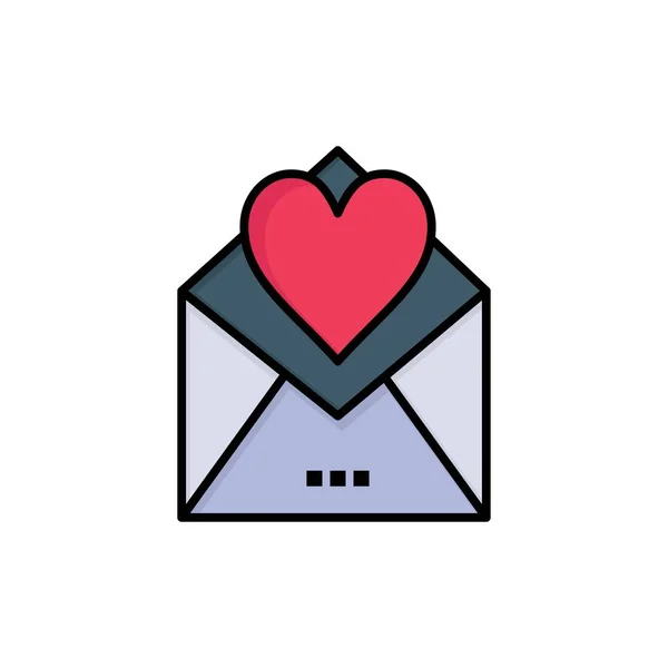 Γράμμα, mail, κάρτα, ερωτικό γράμμα, Love επίπεδη χρώμα Icon. Διάνυσμα i — Διανυσματικό Αρχείο