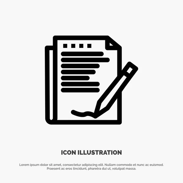 Vector de iconos de línea de papel, Acuerdo, Informe, Formulario, Diseño — Vector de stock