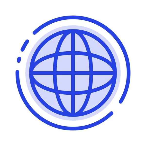 World Globe Internet Education Blue Dotted Line Line Icon — Stock Vector