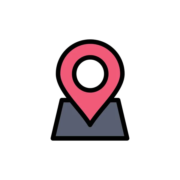 Ubicación, Mapa, Marcador, Pin Flat Color Icon. Banner de icono de vector — Archivo Imágenes Vectoriales