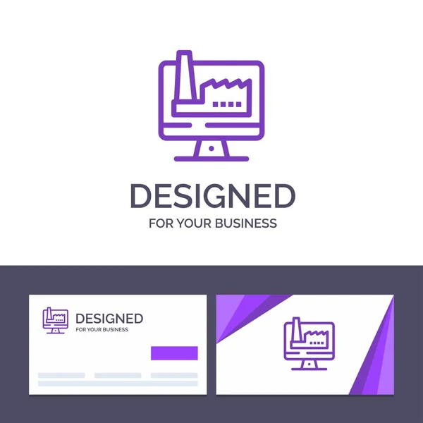 Yaratıcı Kartvizit ve Logo şablonu Bilgisayar, Bina, Mon — Stok Vektör
