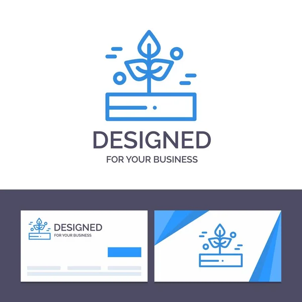 Δημιουργική Επαγγελματική Κάρτα Και Λογότυπο Πρότυπο Γεωργία Φύλλα Φυτό Βροχή — Διανυσματικό Αρχείο