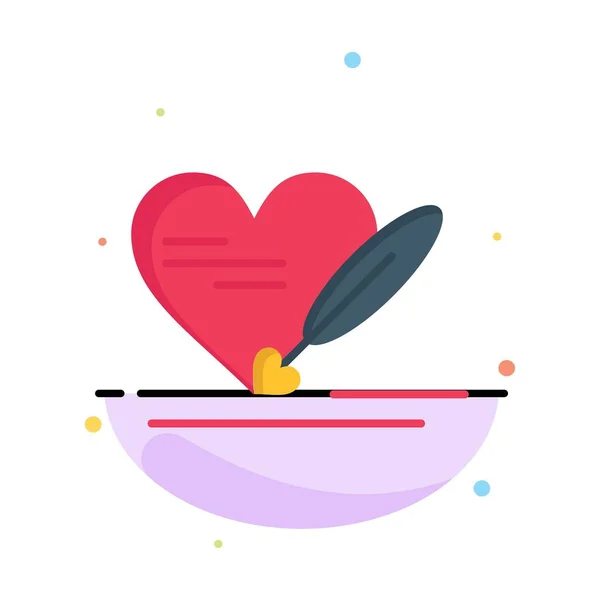Stift, Liebe, Herz, Hochzeit Business Logo Vorlage. flache Farbe — Stockvektor