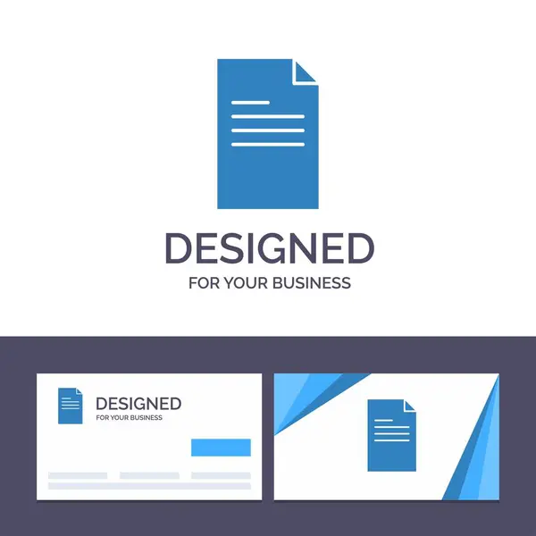 Креативна візитна картка та шаблон логотипу Файл, текст, дані, репортер — стоковий вектор