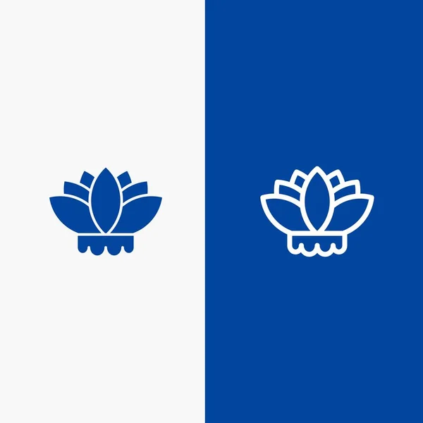 Flor, China, Linha Chinesa e Glifo Ícone sólido Banner azul —  Vetores de Stock