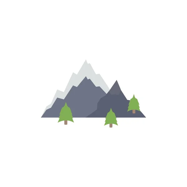 山， 景观， 山， 性质， 树平面颜色图标矢量 — 图库矢量图片