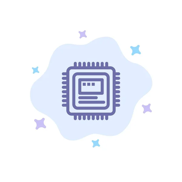 Cpu, Almacenamiento, Ordenador, Hardware Icono azul en la nube abstracta Bac — Vector de stock