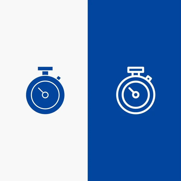 Timer, cronometro, orologio, linea temporale e icona Glyph Solid Blue ban — Vettoriale Stock