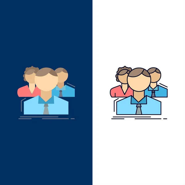 Grupo, multijugador, personas, equipo, en línea Flat Color Icon Vector — Archivo Imágenes Vectoriales