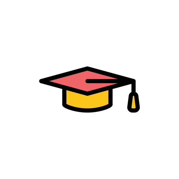 Akademický, vzdělávací, promoční klobouk plochý barevný symbol. Vektorová ICO — Stockový vektor